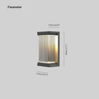 Ray Minimalist Rectangular Glass Outdoor Wall Lamp, Black