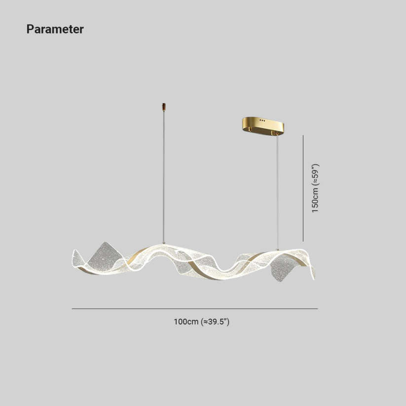 Kristy Pendant Light Designer Wave , White/Gold, Dining Room