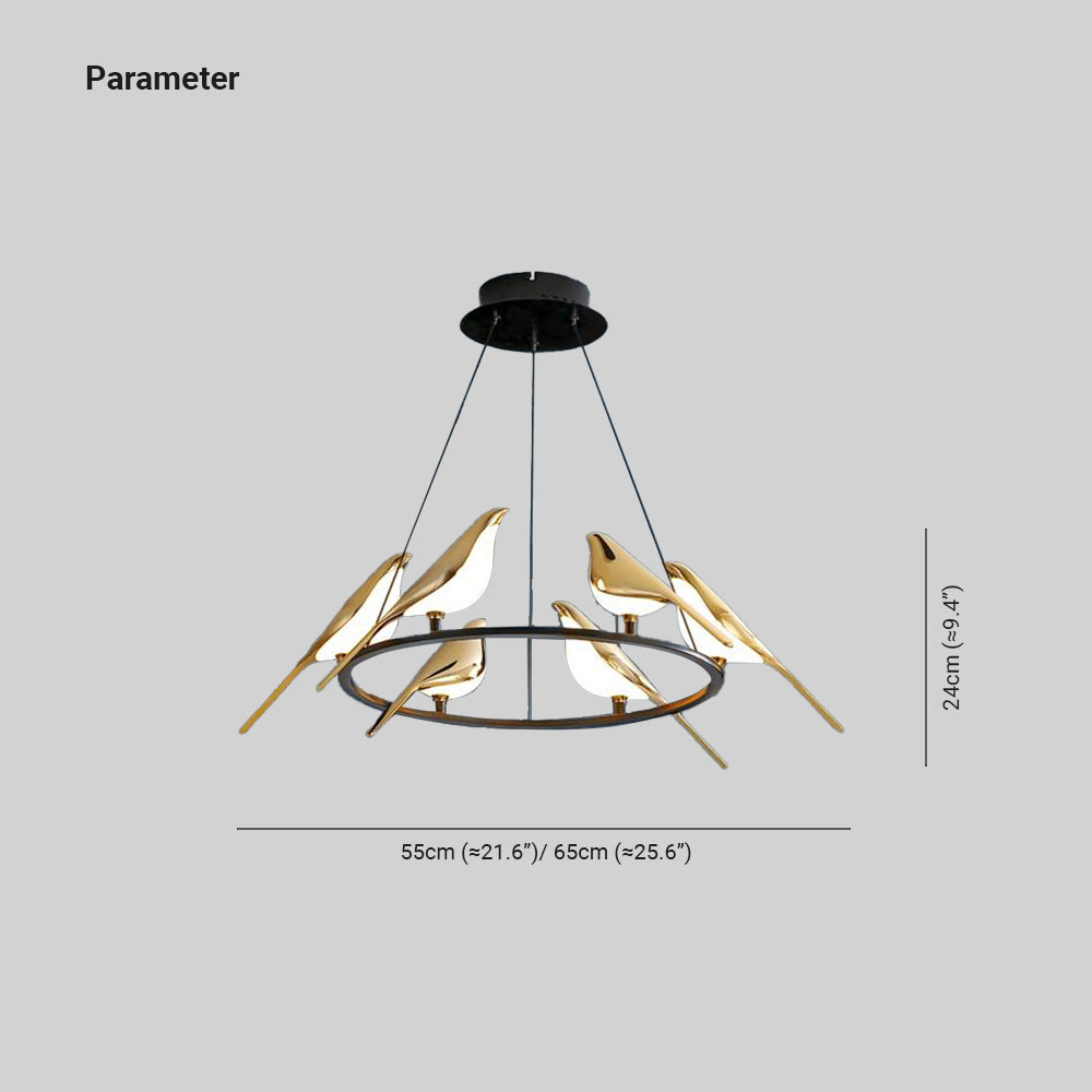 Arisha Modern Bird Pendant Light, Gold & Black, 2 Style
