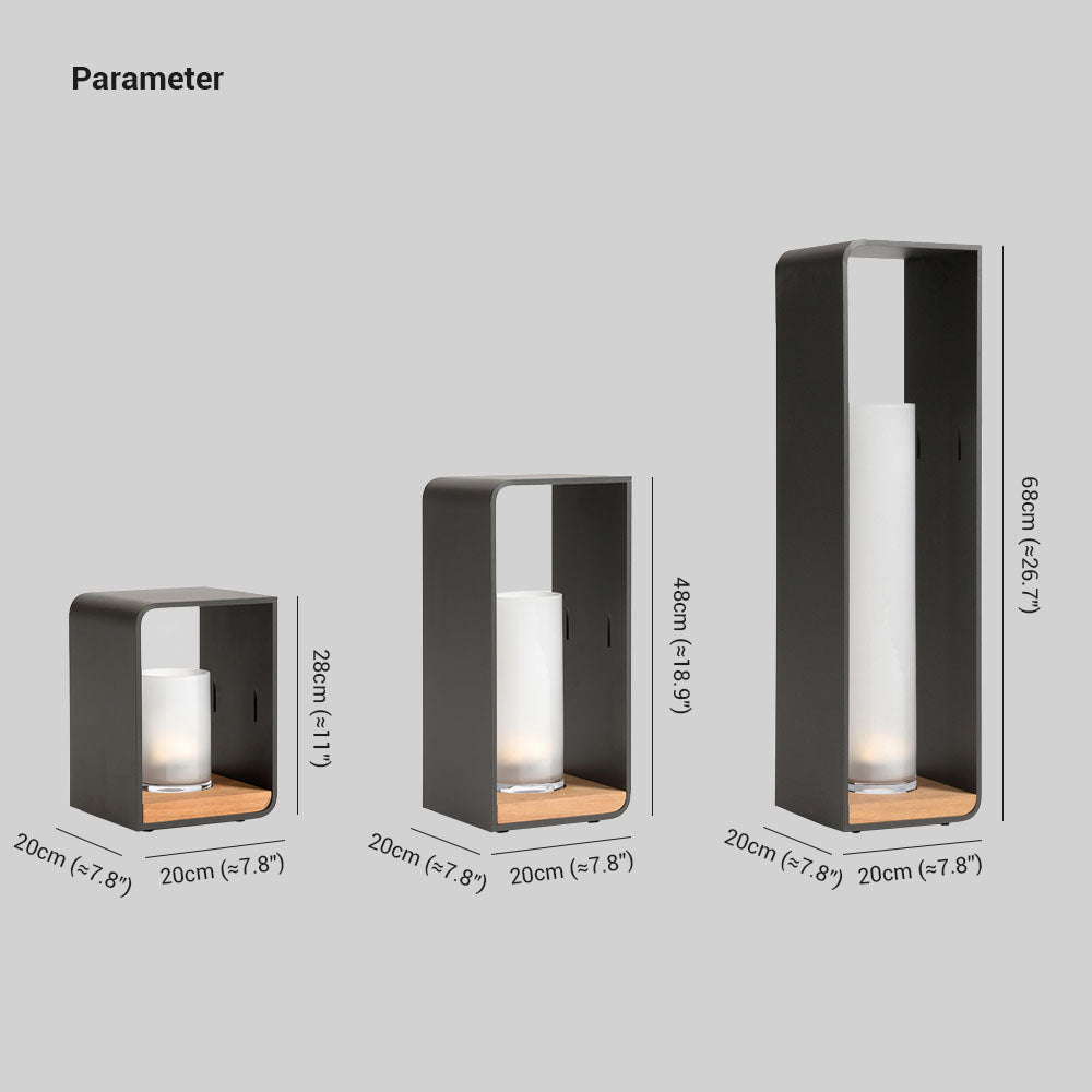 Ray Minimalist Cuboid Candle Solar Outdoor Floor Lamp Black
