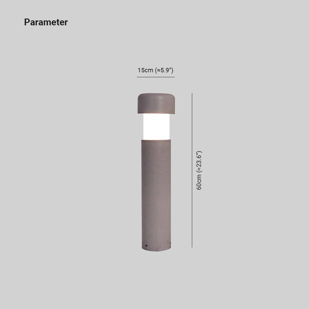 Ray Modern Metal Cylindrical Outdoor Path Light, Grey