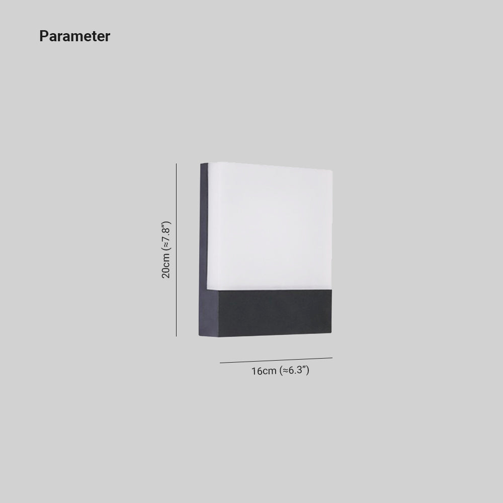 Ray Modern Sensor Rectangular Metal Outdoor Wall Lamp, Black/White
