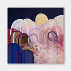 Abstract Landscape Oil Painting Arches Moon