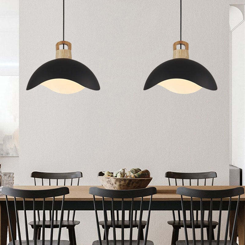 Valentina Colorful Shade Single Pendant Lights, Wood & Metal