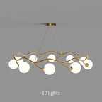 Valentina Modern Designe Wave Metal/Glass Pendant Light, White/Gold