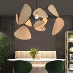 Ritta Pendant Light Leaf Grid, Rattan/Metal, Bedroom