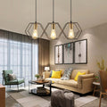 Arisha Rustic Farmhouse Geometry  3/5 Light Pendant Light, Black