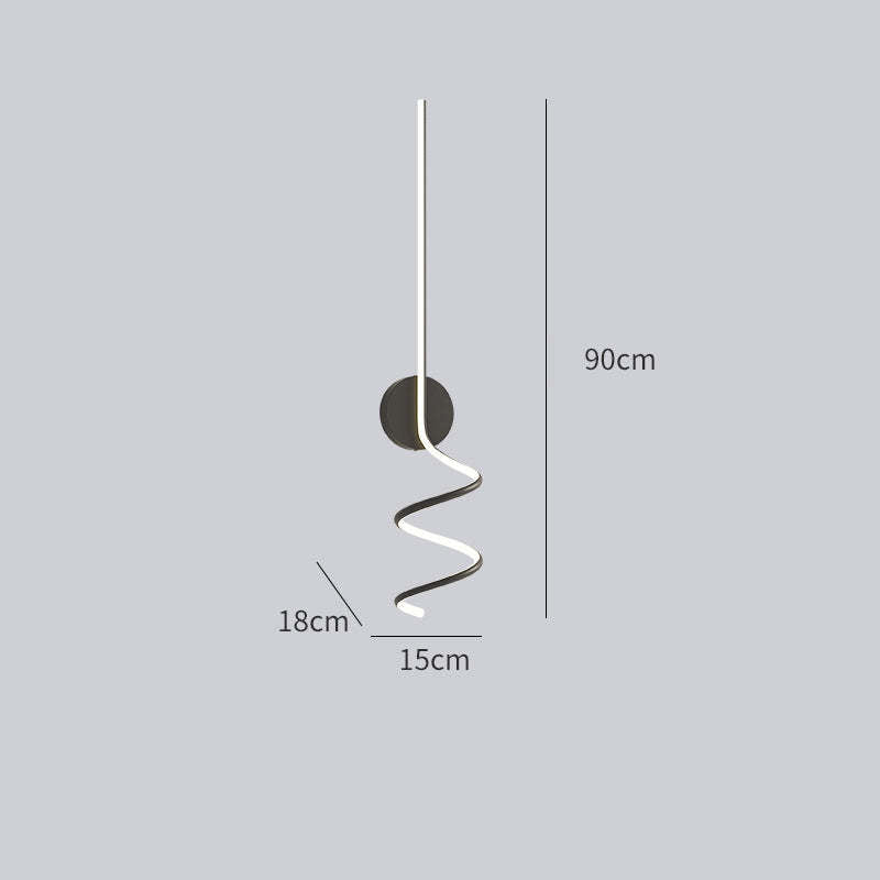 Arisha Modern LED Art Interior Wall Light Spiral, Black & White