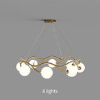 Valentina Modern Designe Wave Metal/Glass Pendant Light, White/Gold