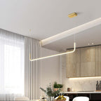Clen Modern Linear Pendant Light Double Frame, Black/Gold