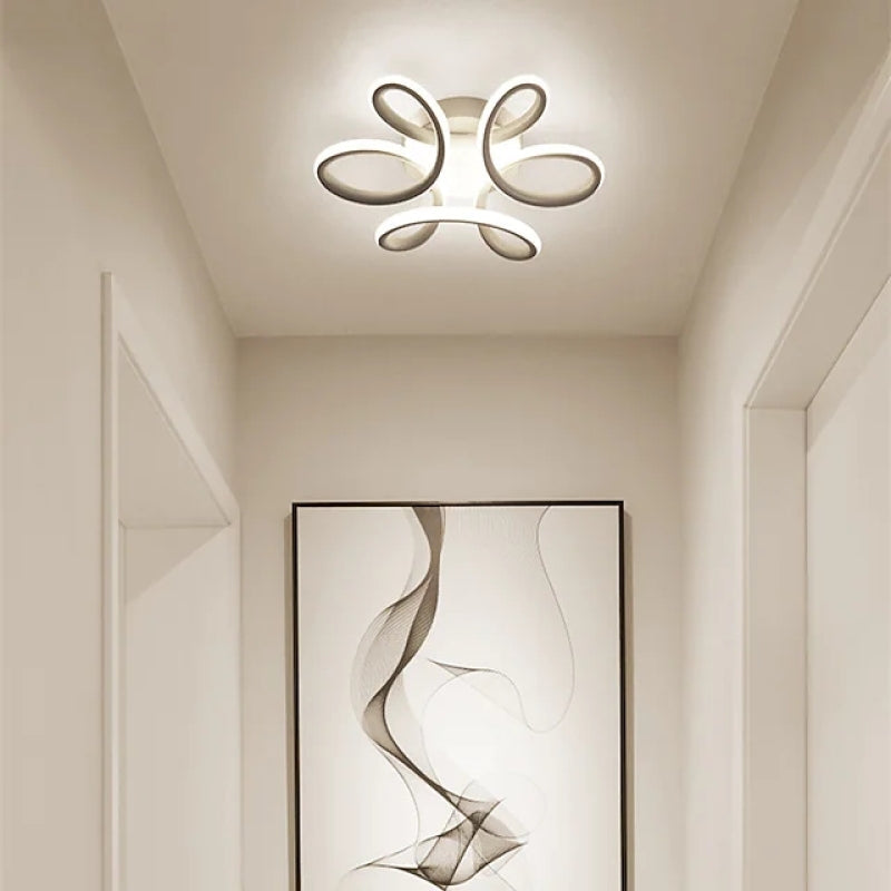 Fael Modern Flower Shape Metal Ceiling Light, Black/White, Hallway