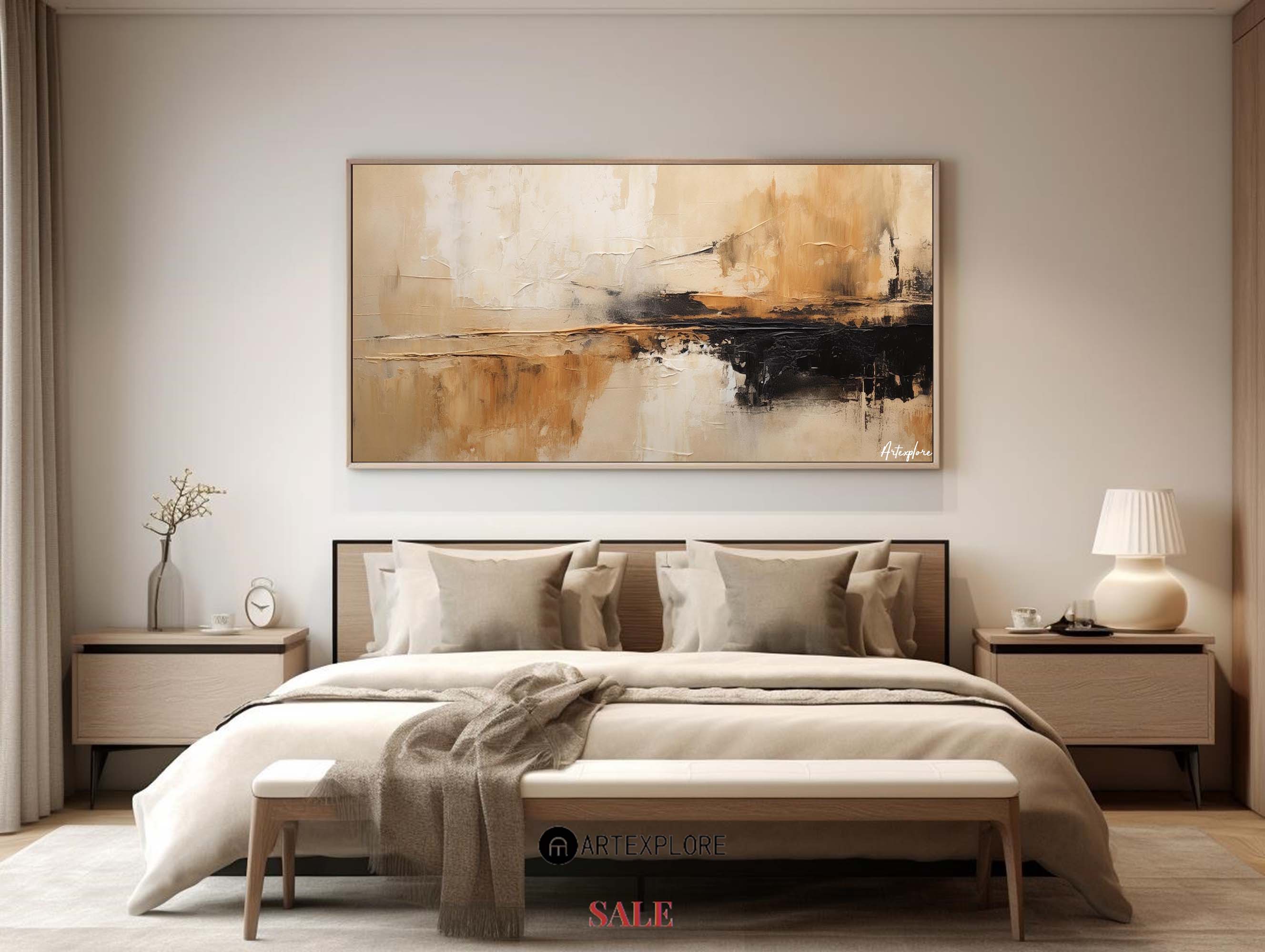 Earthy Abstract Landscape Reflection Painting