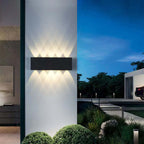 Tronix Modern Rectangular Metal Outdoor Wall Lamp, Black/White, Water-wave