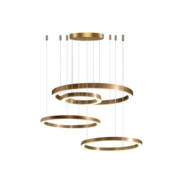 Arisha Modern LED Metal Large Multi Ring Adjustable Living/Dining Room Pendant Light, Gold