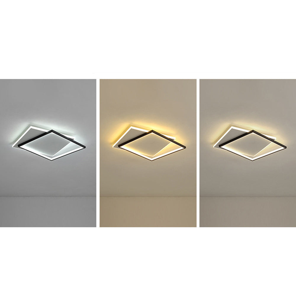 Arisha Modern Square/ Round Flush Mount Ceiling Light, Black with White