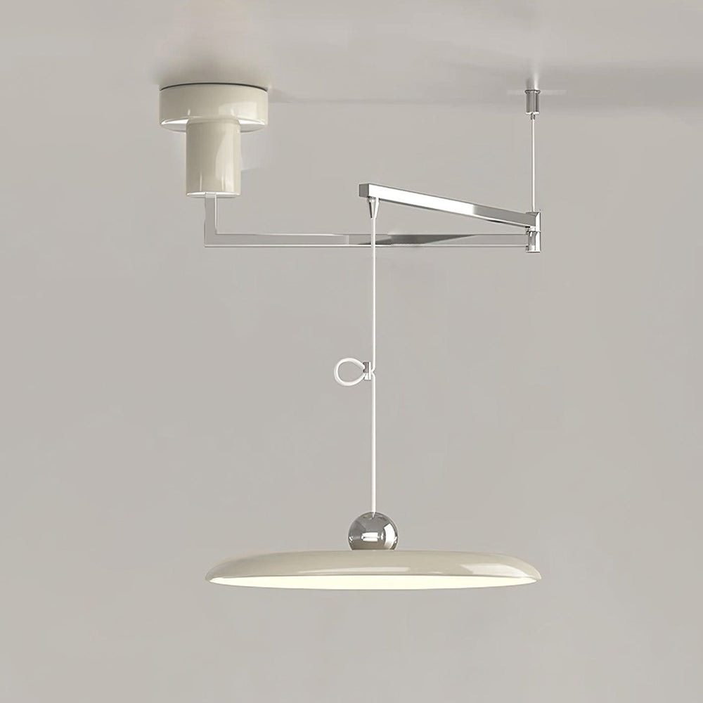 Flux Pendant Lights Morandi to Bras Adjustable - D 40 Cm - Chromé and Crème - Warm White