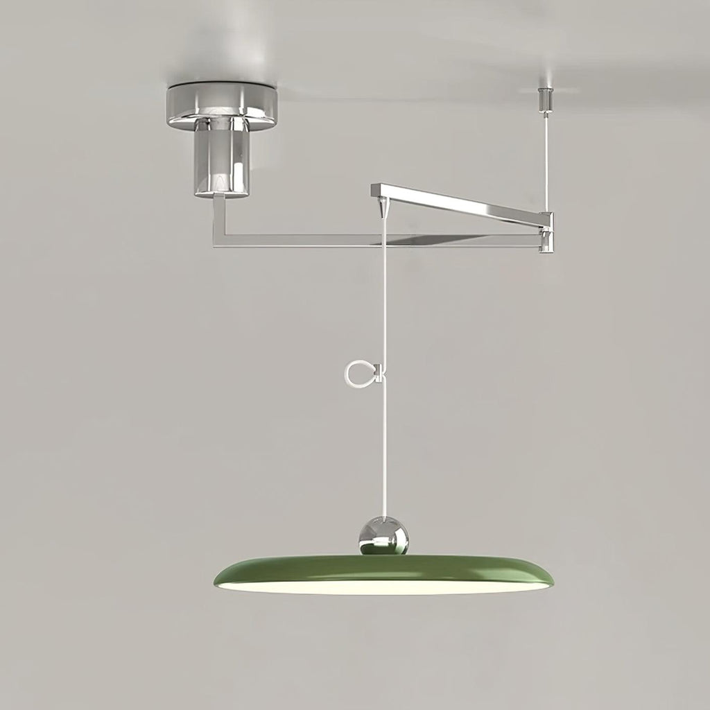 Flux Pendant Lights Morandi to Bras Adjustable - D 40 Cm - Chromé and Green - Warm White
