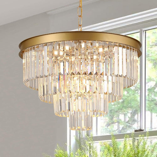 Arisha Modern LED Decorative Luxury Pendant Light Crystal Metal Black/Gold Ring Bedroom/Living Room