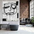 Abstract Expressionist Black White Portrait Painting