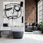 Abstract Expressionist Black White Portrait Painting