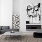 Abstract Expressionist Black White Portrait Painting