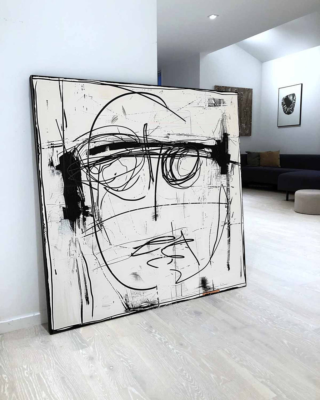 Abstract Expressionist Black White Face Painting