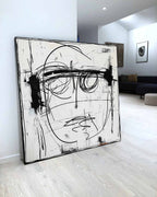 Abstract Expressionist Black White Face Painting