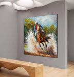 Equestrian Cross-Country 3D Impasto Painting