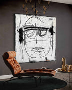 Abstract Expressionist Black White Face Painting