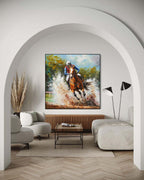 Equestrian Cross-Country 3D Impasto Painting
