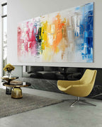 Vibrant Color Block Abstract Oil Painting