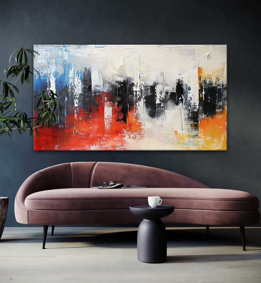 Colorful Tactile Bold Color Oil Painting Urban Grid Vibrant