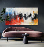 Colorful Tactile Bold Color Oil Painting Urban Grid Vibrant