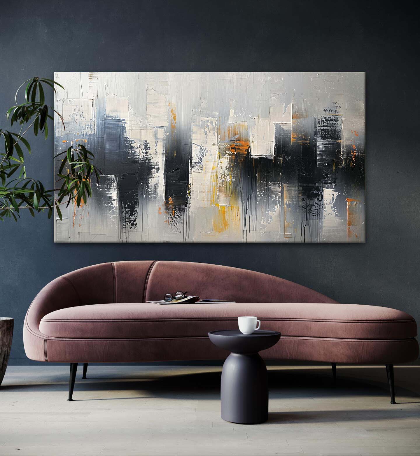 Neutral Oil Painting Urban Grid Textures Gold Colorful