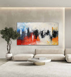 Colorful Tactile Bold Color Oil Painting Urban Grid Vibrant