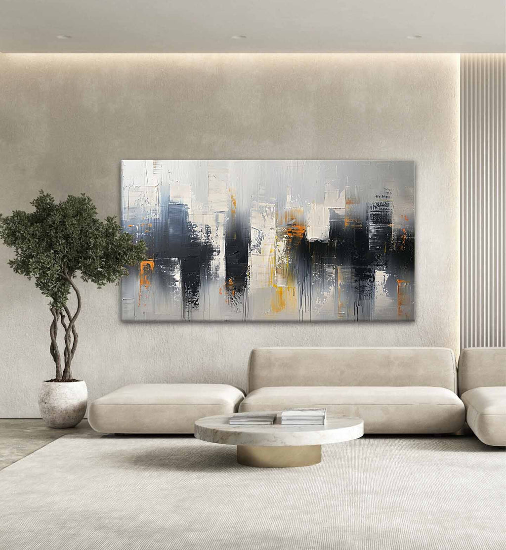 Neutral Oil Painting Urban Grid Textures Gold Colorful
