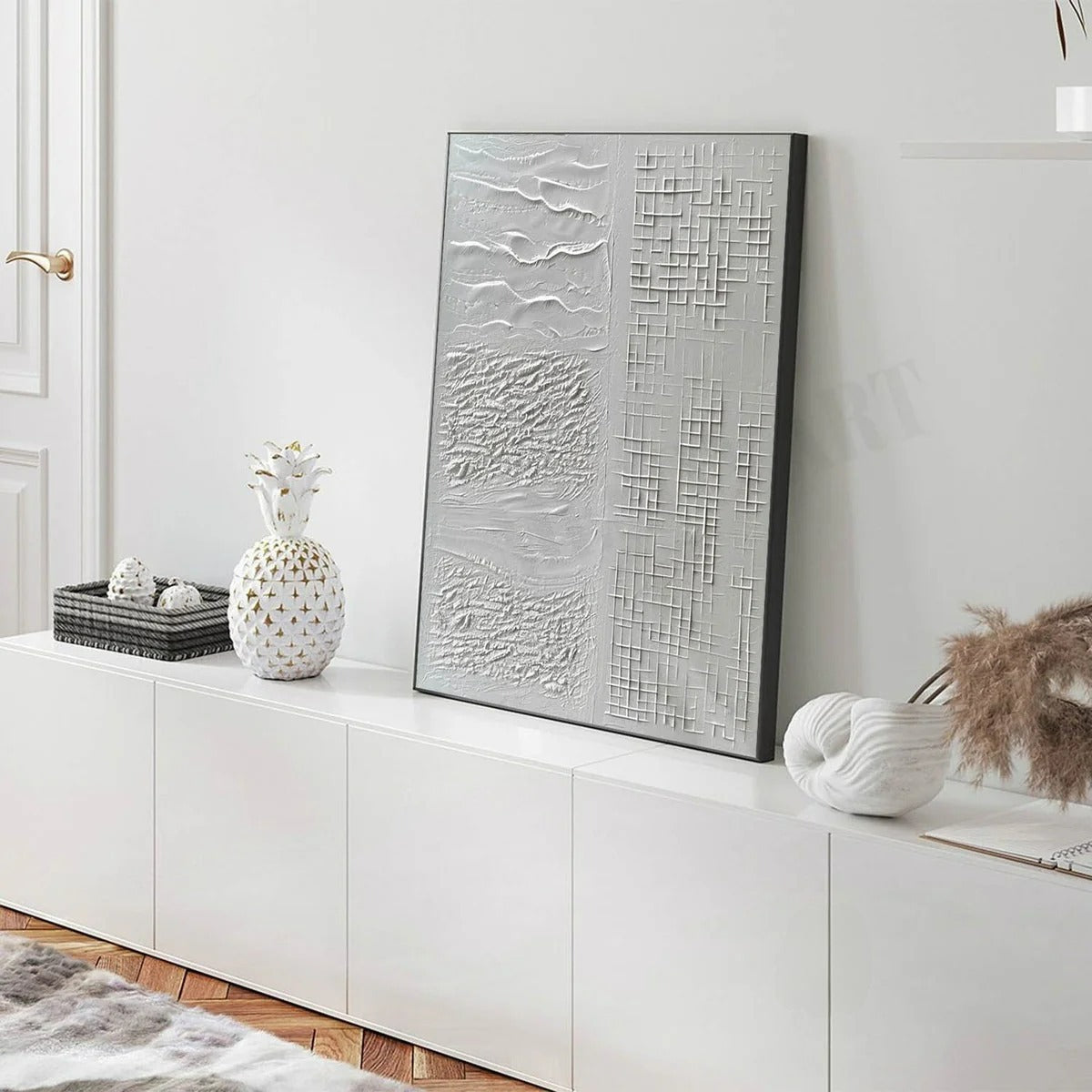 Neutral Tone Textured Plaster Art Texture Painting