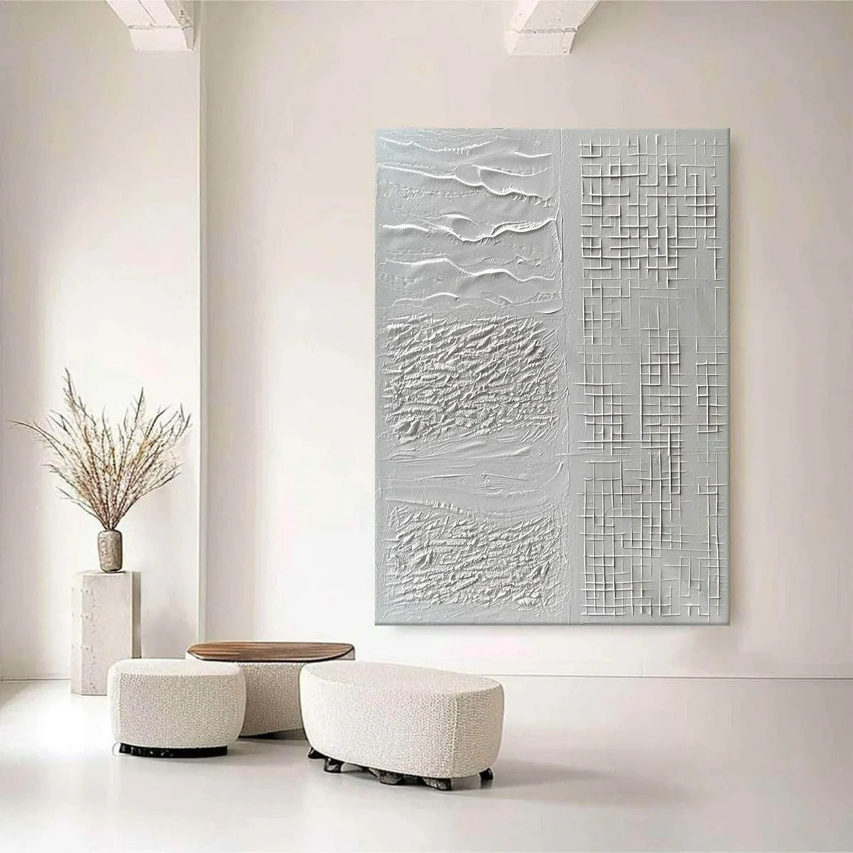 Neutral Tone Textured Plaster Art Texture Painting