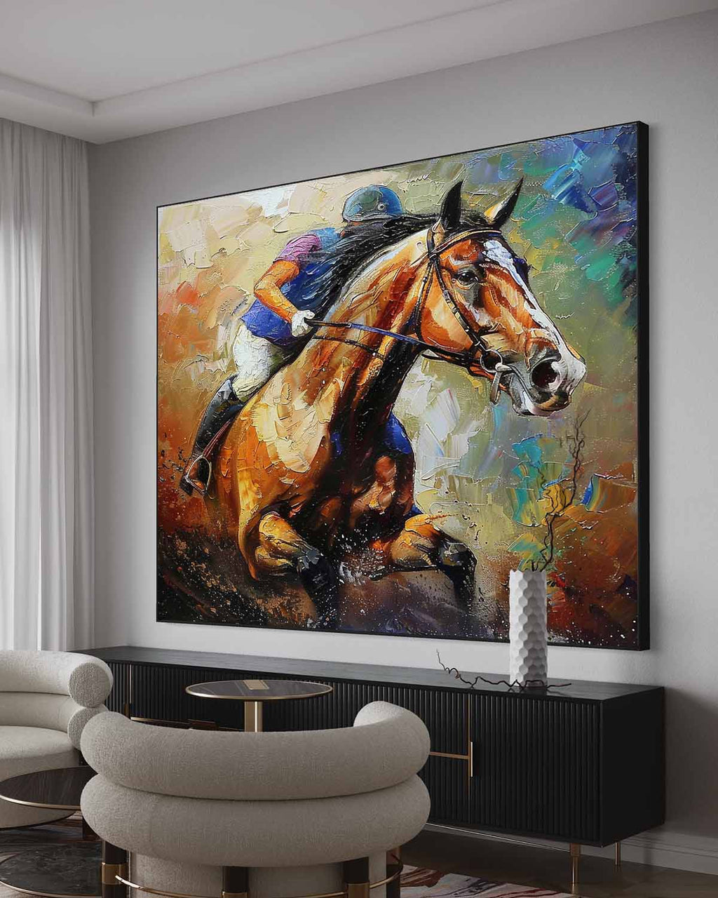 Female Portrait Painting Vibrant Color Block Wall Art