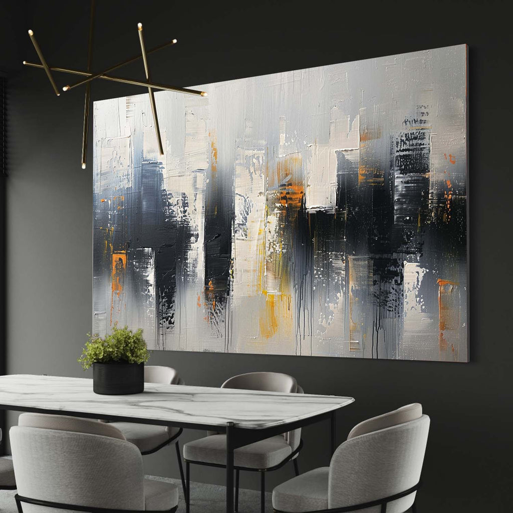 Neutral Oil Painting Urban Grid Textures Gold Colorful