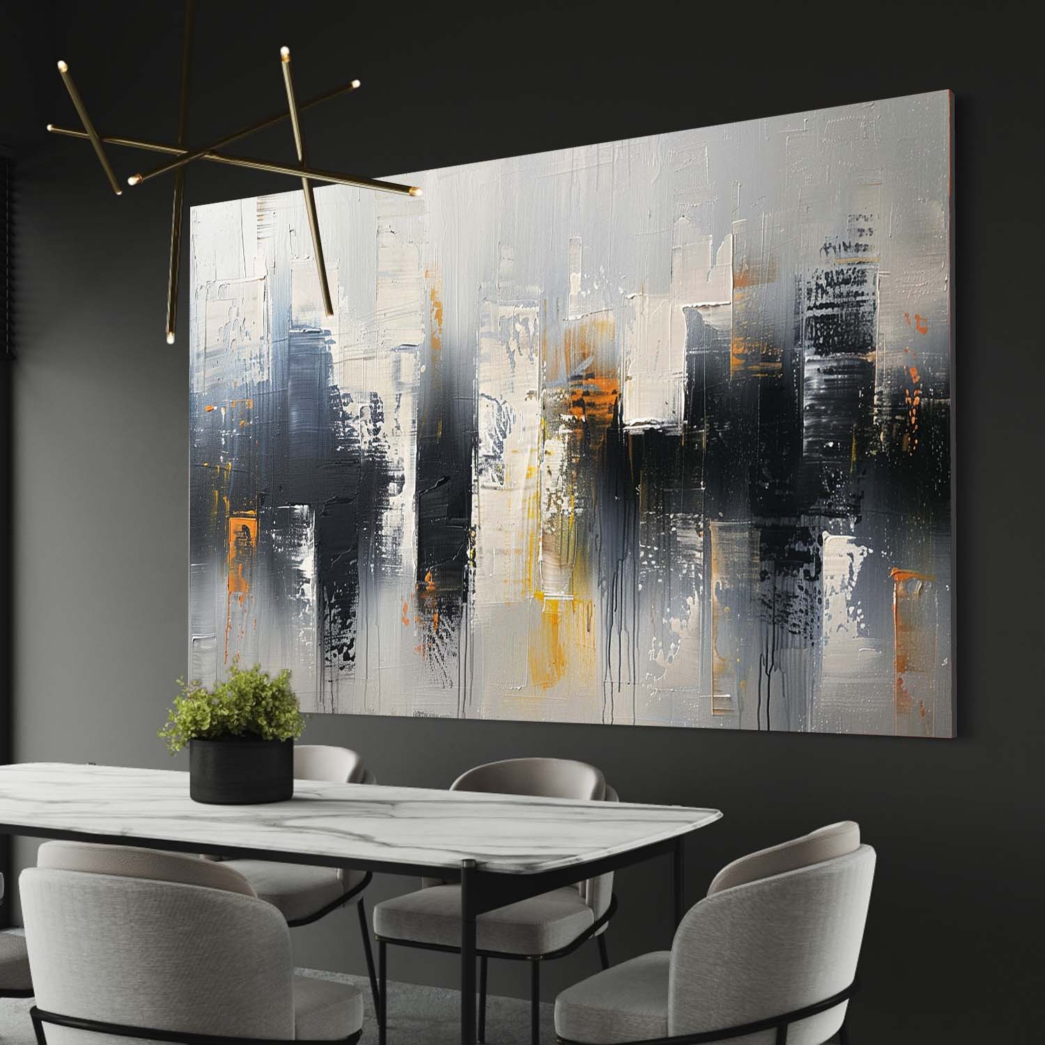 Neutral Oil Painting Urban Grid Textures Gold Colorful