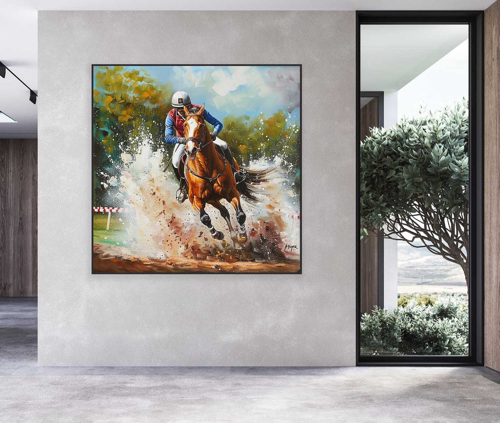 Equestrian Cross-Country 3D Impasto Painting