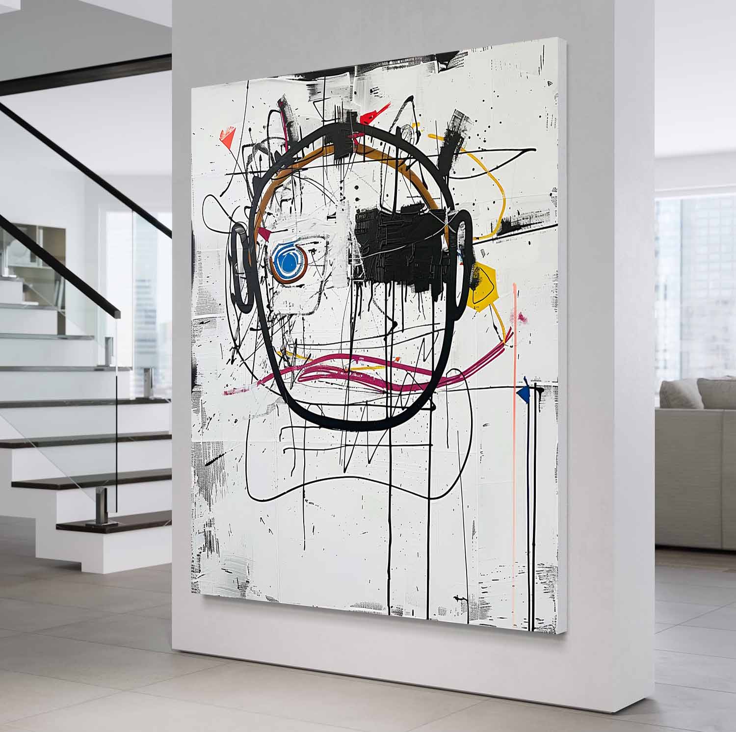 Expressive Graffiti Portrait Oil Painting Bold Line