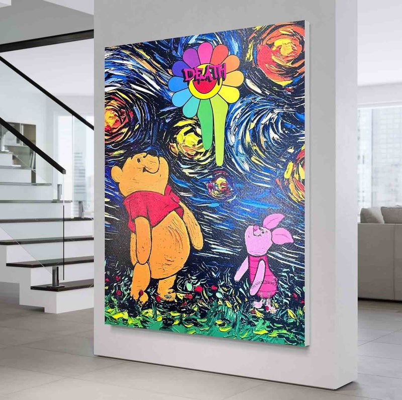 Pop Art Winnie the Pooh Starry Night Vertical