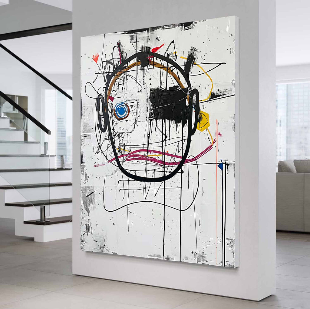 Expressive Graffiti Portrait Oil Painting Bold Line