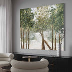 Canvas 3D Textured Lakeside Forest Landscape Painting