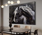 Moody Horse Portrait Oil Painting Monochrome