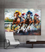 Dynamic Horse Racing Scene Painting