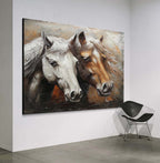 Textured Horse Portrait Oil Painting Neutral Elegant