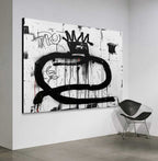 Tactile Neo-Expressionist Oil Painting Bold Black Drips